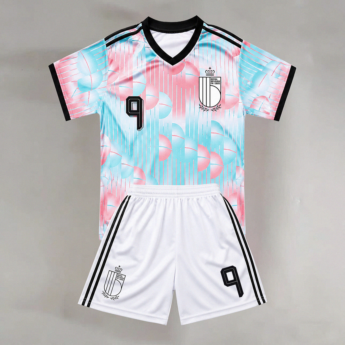 Romelu Lukaku #9 — Soccer Kit Belgium Blue and Pink