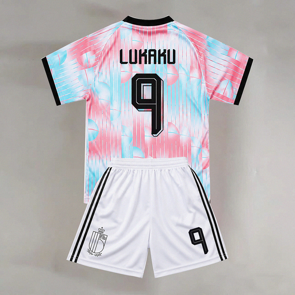 Romelu Lukaku #9 — Soccer Kit Belgium Blue and Pink