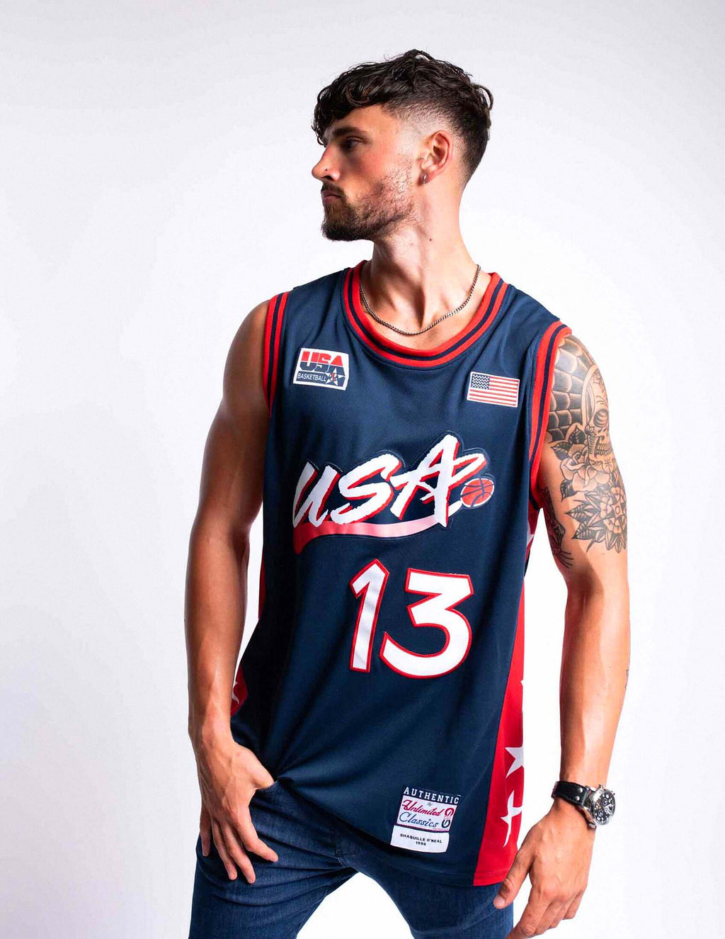 Shaq O’Neal #13 — Basketball Jersey Dream Team USA (Dark Blue)
